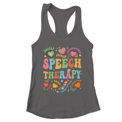 Groovy Speech Therapy Language Pathologist SLP Heart Love Shirt & Tank Top | teecentury