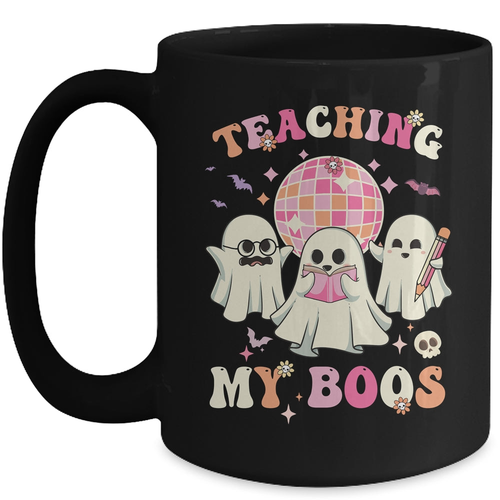 Groovy Teaching My Boos Crew Funny Ghost Halloween Teacher Mug | teecentury