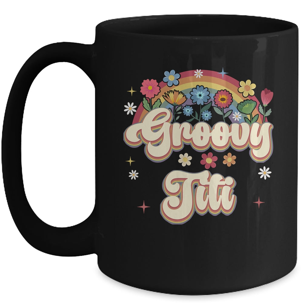Groovy Titi Retro Hippie Peace Sign Floral Mothers Day Mug | teecentury