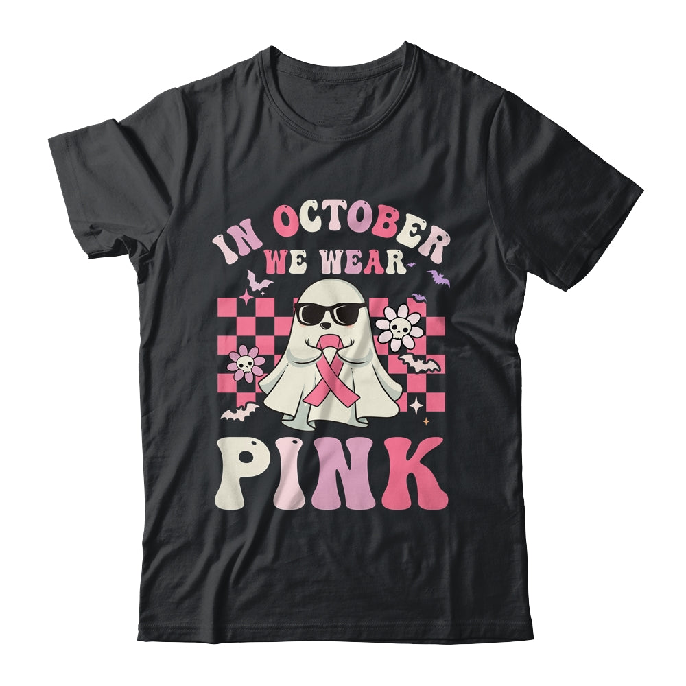 Breast Cancer Awareness Shirts For Women In October We Wear Pink T Shirt Halloween Ghost Graphic Ribbon Tees 5157762
