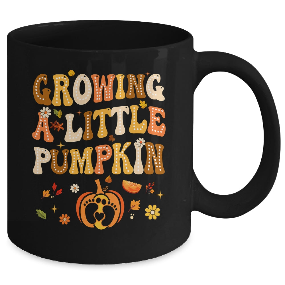 Growing A Little Pumpkin Thanksgiving Pregnancy Announcement Mug | teecentury