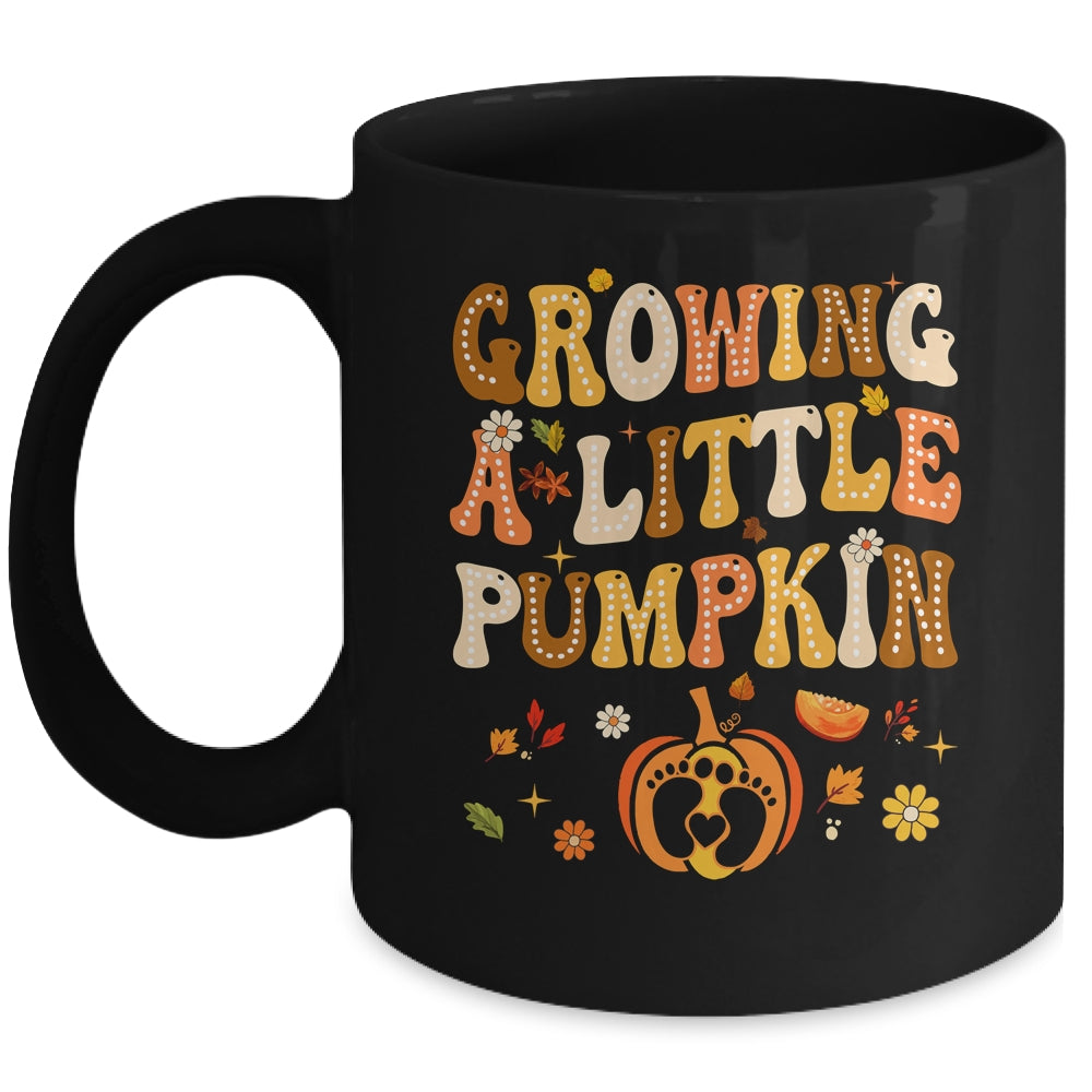 Growing A Little Pumpkin Thanksgiving Pregnancy Announcement Mug | teecentury