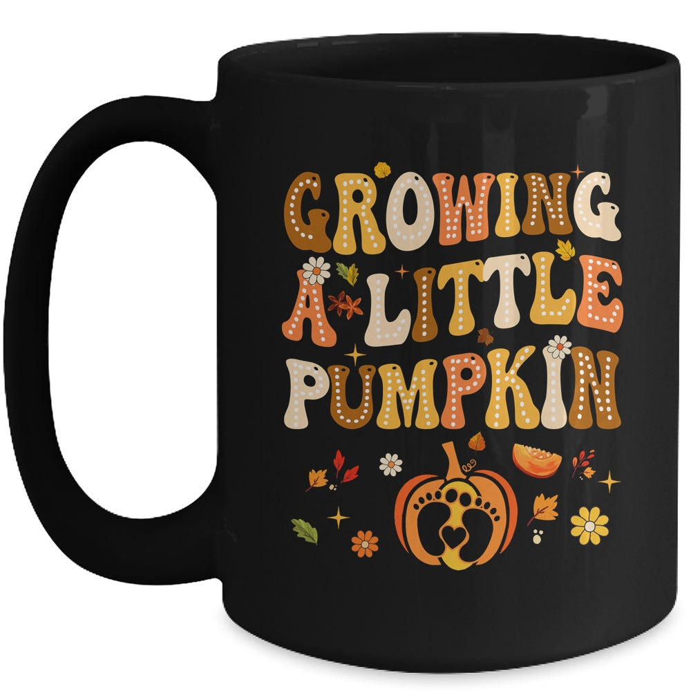Growing A Little Pumpkin Thanksgiving Pregnancy Announcement Mug | teecentury