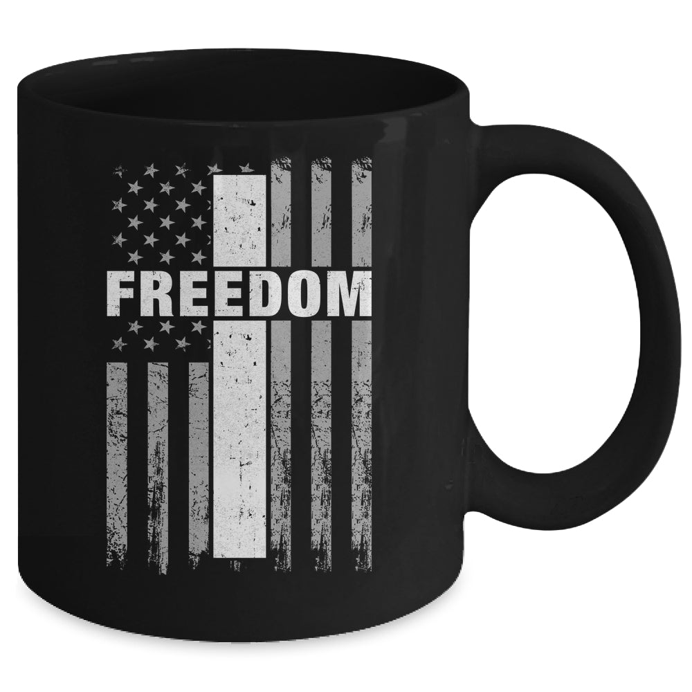 Grunge American Flag And Cross Faith Family Freedom Mug | teecentury
