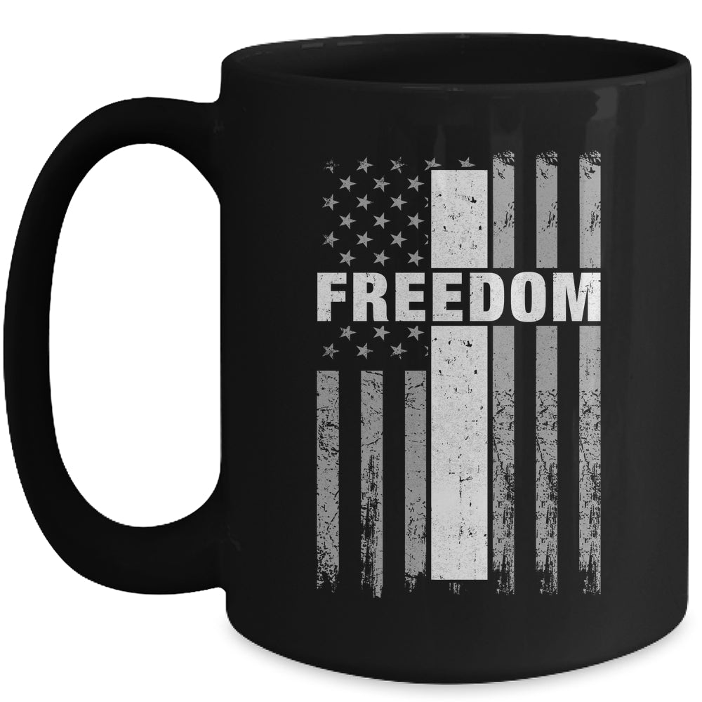Grunge American Flag And Cross Faith Family Freedom Mug | teecentury