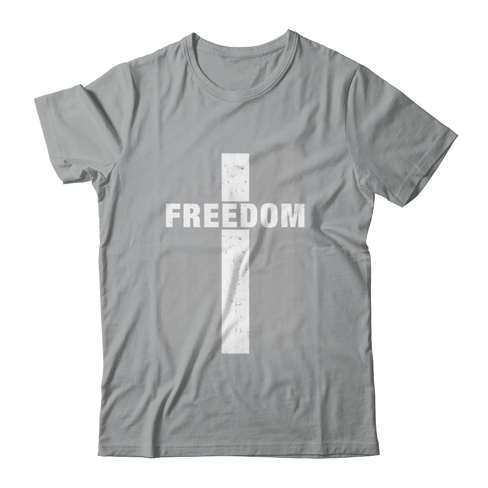 Grunge American Flag And Cross Faith Family Freedom Shirt & Hoodie | teecentury