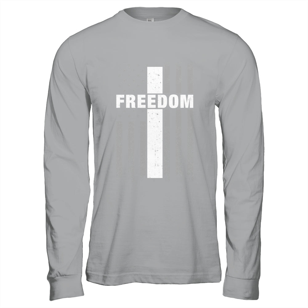 Grunge American Flag And Cross Faith Family Freedom Shirt & Hoodie | teecentury