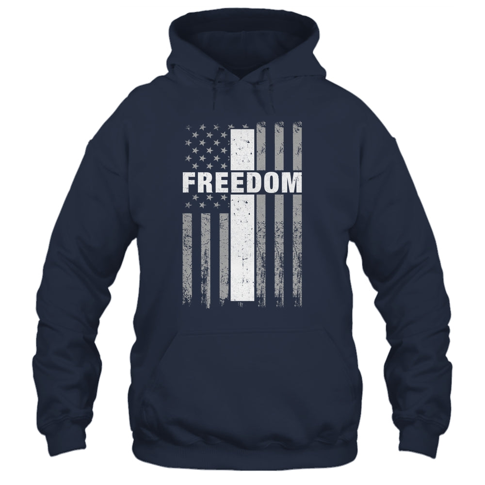 Grunge American Flag And Cross Faith Family Freedom Shirt & Hoodie | teecentury
