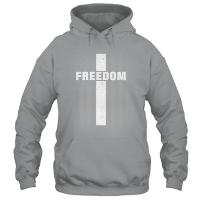 Grunge American Flag And Cross Faith Family Freedom Shirt & Hoodie | teecentury