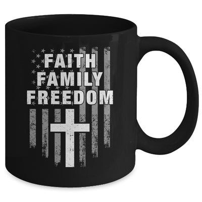 Grunge US Flag American Flag And Cross Faith Family Freedom Mug | teecentury