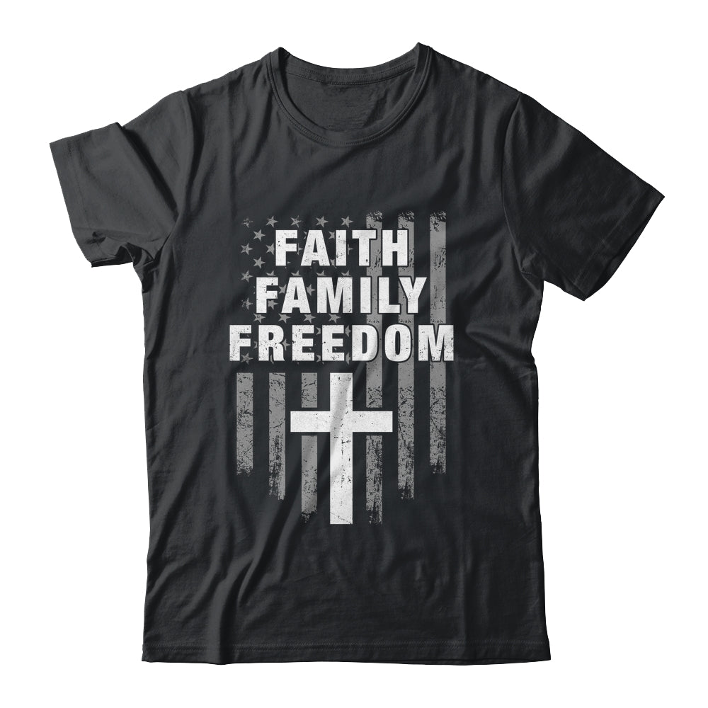 Grunge US Flag American Flag And Cross Faith Family Freedom Shirt & Hoodie | teecentury