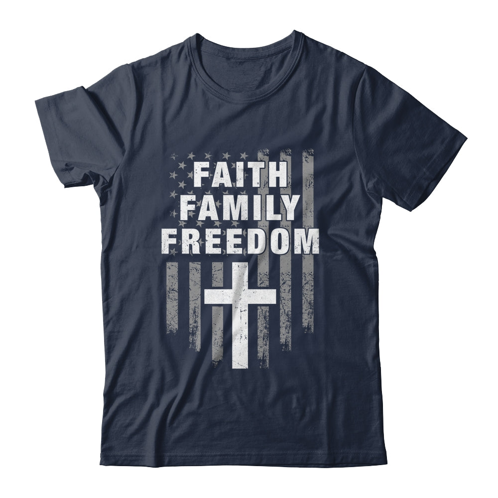 Grunge US Flag American Flag And Cross Faith Family Freedom Shirt & Hoodie | teecentury