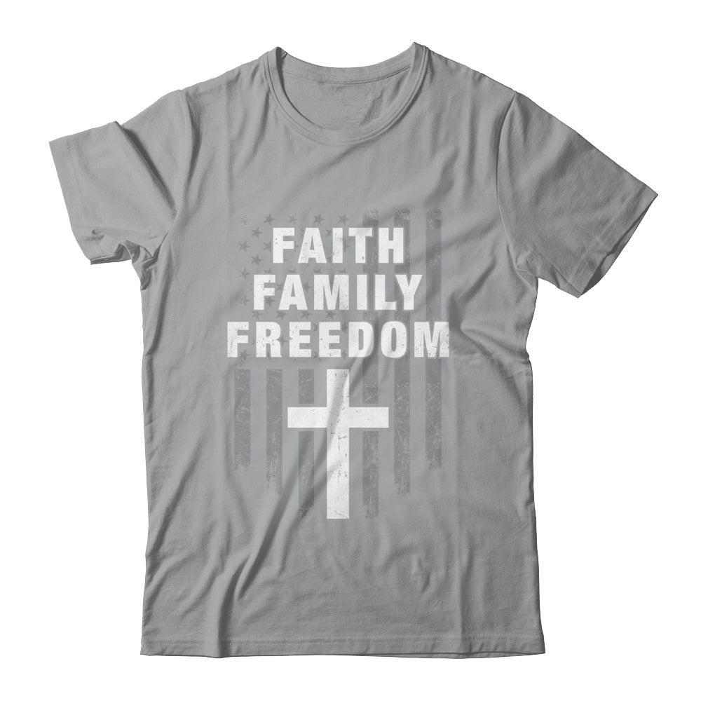 Grunge US Flag American Flag And Cross Faith Family Freedom Shirt & Hoodie | teecentury