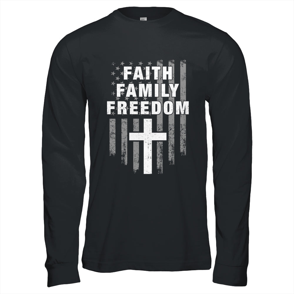 Grunge US Flag American Flag And Cross Faith Family Freedom Shirt & Hoodie | teecentury