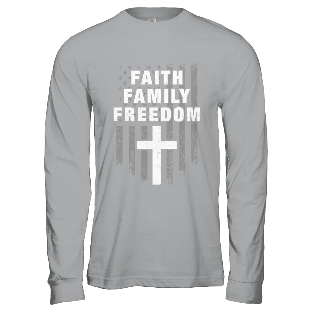 Grunge US Flag American Flag And Cross Faith Family Freedom Shirt & Hoodie | teecentury
