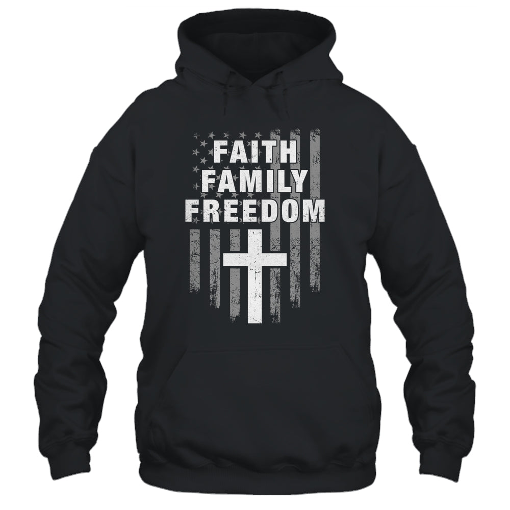 Grunge US Flag American Flag And Cross Faith Family Freedom Shirt & Hoodie | teecentury