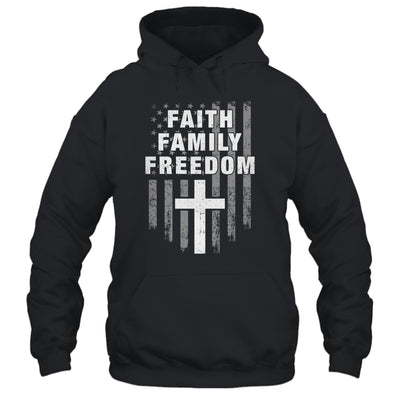 Grunge US Flag American Flag And Cross Faith Family Freedom Shirt & Hoodie | teecentury