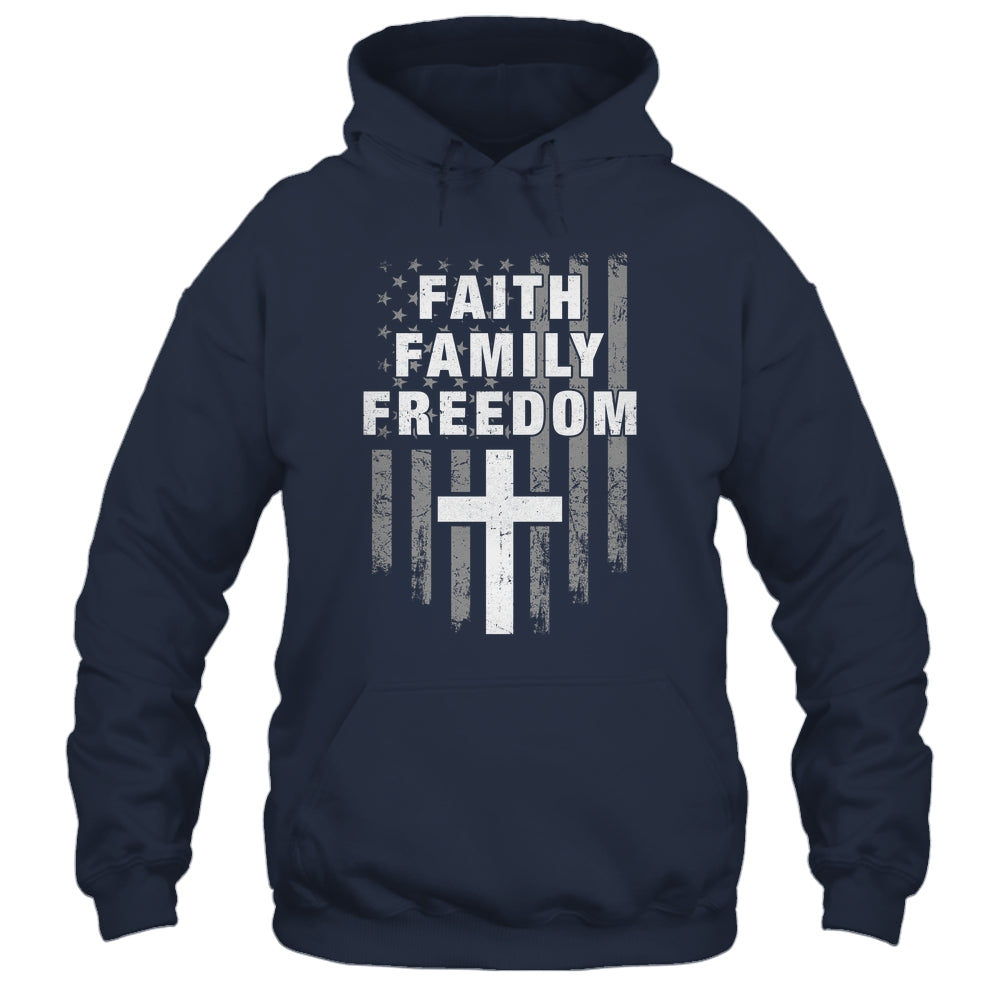 Grunge US Flag American Flag And Cross Faith Family Freedom Shirt & Hoodie | teecentury