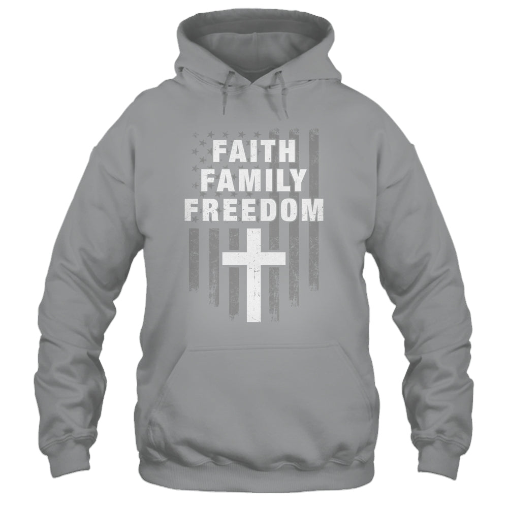Grunge US Flag American Flag And Cross Faith Family Freedom Shirt & Hoodie | teecentury