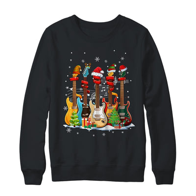 Guitar Santa Hat Elf Christmas Tree Musician Christmas Ugly Shirt & Sweatshirt | teecentury