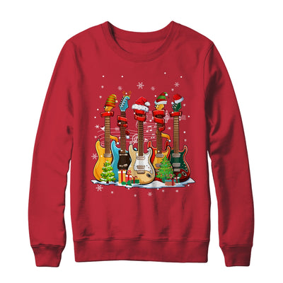 Guitar Santa Hat Elf Christmas Tree Musician Christmas Ugly Shirt & Sweatshirt | teecentury