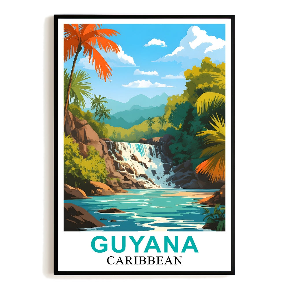 Guyana Caribbean Vintage Poster Travel Nature Lovers Beauty Wall Art Decor Painting Landscape Print Picture Ideal For Home Office Living Room Bedroom Decor Unframed | teecentury