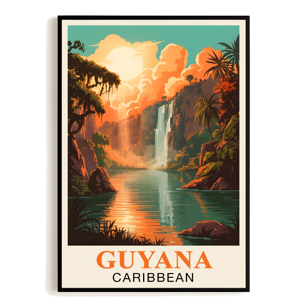 Guyana Caribbean Vintage Poster Travel Nature Lovers Beauty Wall Art Decor Painting Print Landscape Picture Ideal For Home Office Living Room Bedroom Decor Unframed | teecentury