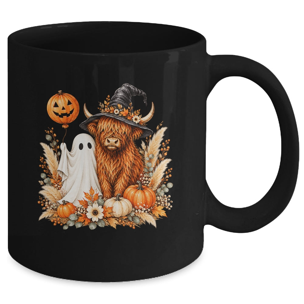 Halloween Boo Highland Cow Witch Spooky Season Fall Autumn Mug | teecentury