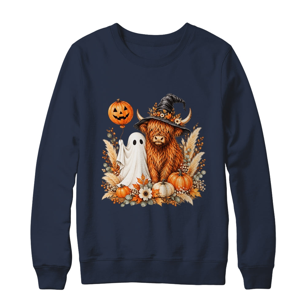 Halloween Boo Highland Cow Witch Spooky Season Fall Autumn Shirt & Sweatshirt | teecentury