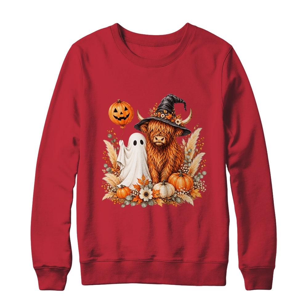Halloween Boo Highland Cow Witch Spooky Season Fall Autumn Shirt & Sweatshirt | teecentury