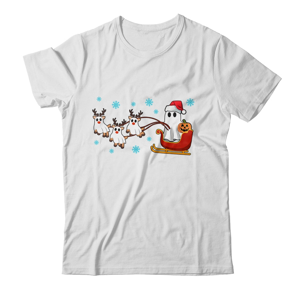 Halloween Christmas Santa's Reindeer Ghost Happy Ghost Funny Shirt & Sweatshirt | teecentury