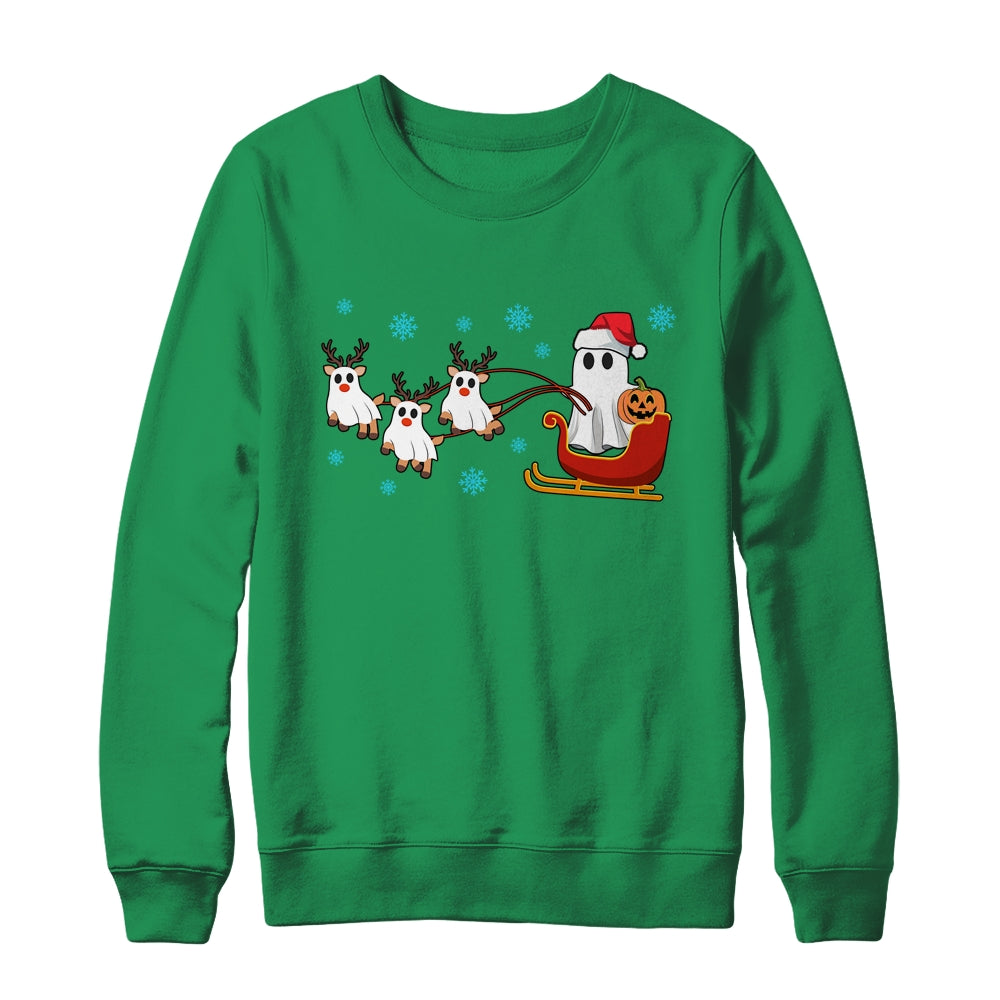 Halloween Christmas Santa's Reindeer Ghost Happy Ghost Funny Shirt & Sweatshirt | teecentury