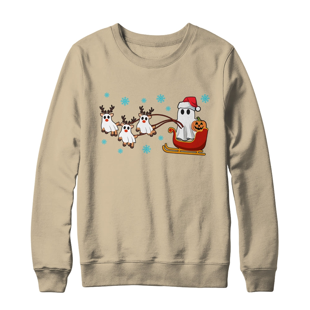 Halloween Christmas Santa's Reindeer Ghost Happy Ghost Funny Shirt & Sweatshirt | teecentury
