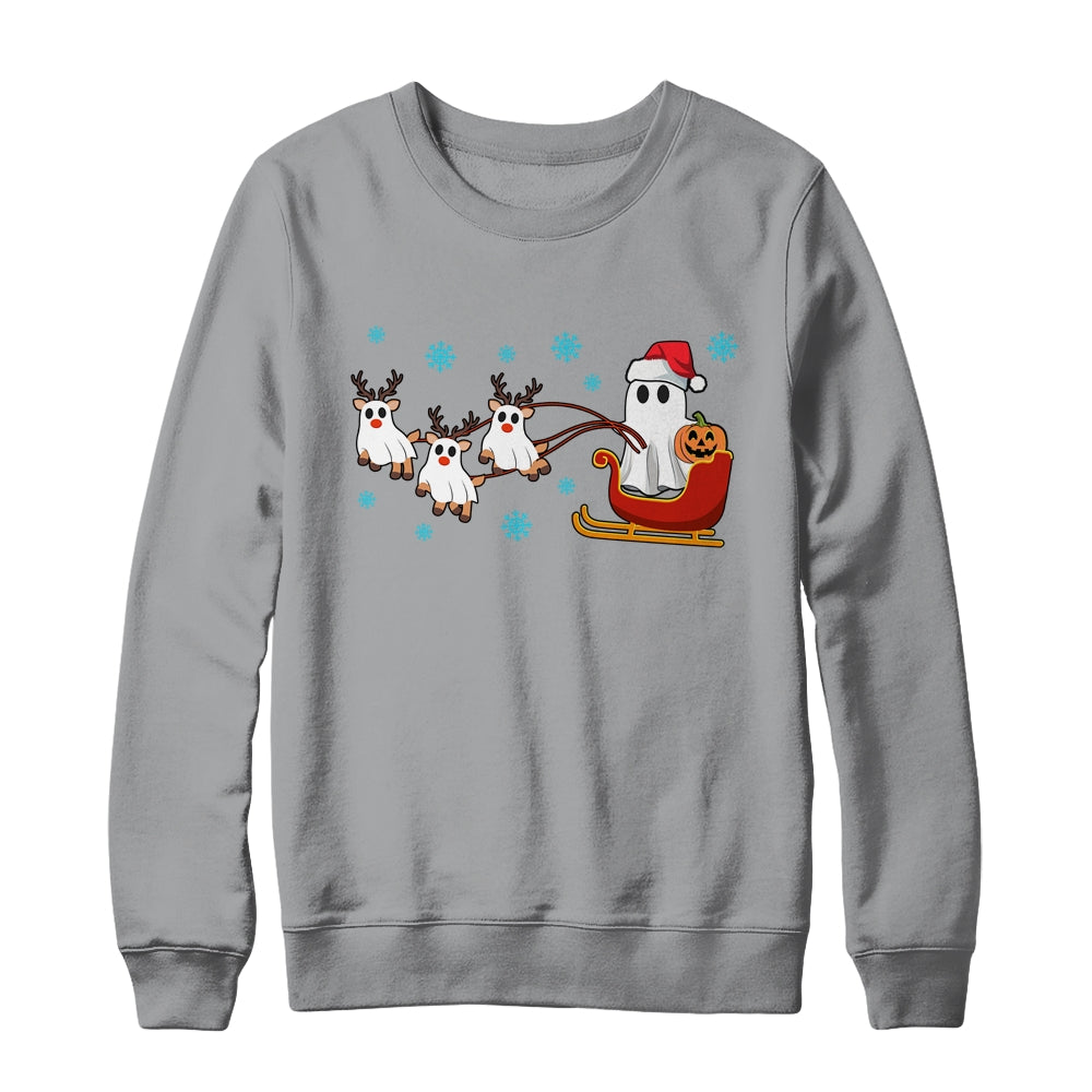 Halloween Christmas Santa's Reindeer Ghost Happy Ghost Funny Shirt & Sweatshirt | teecentury