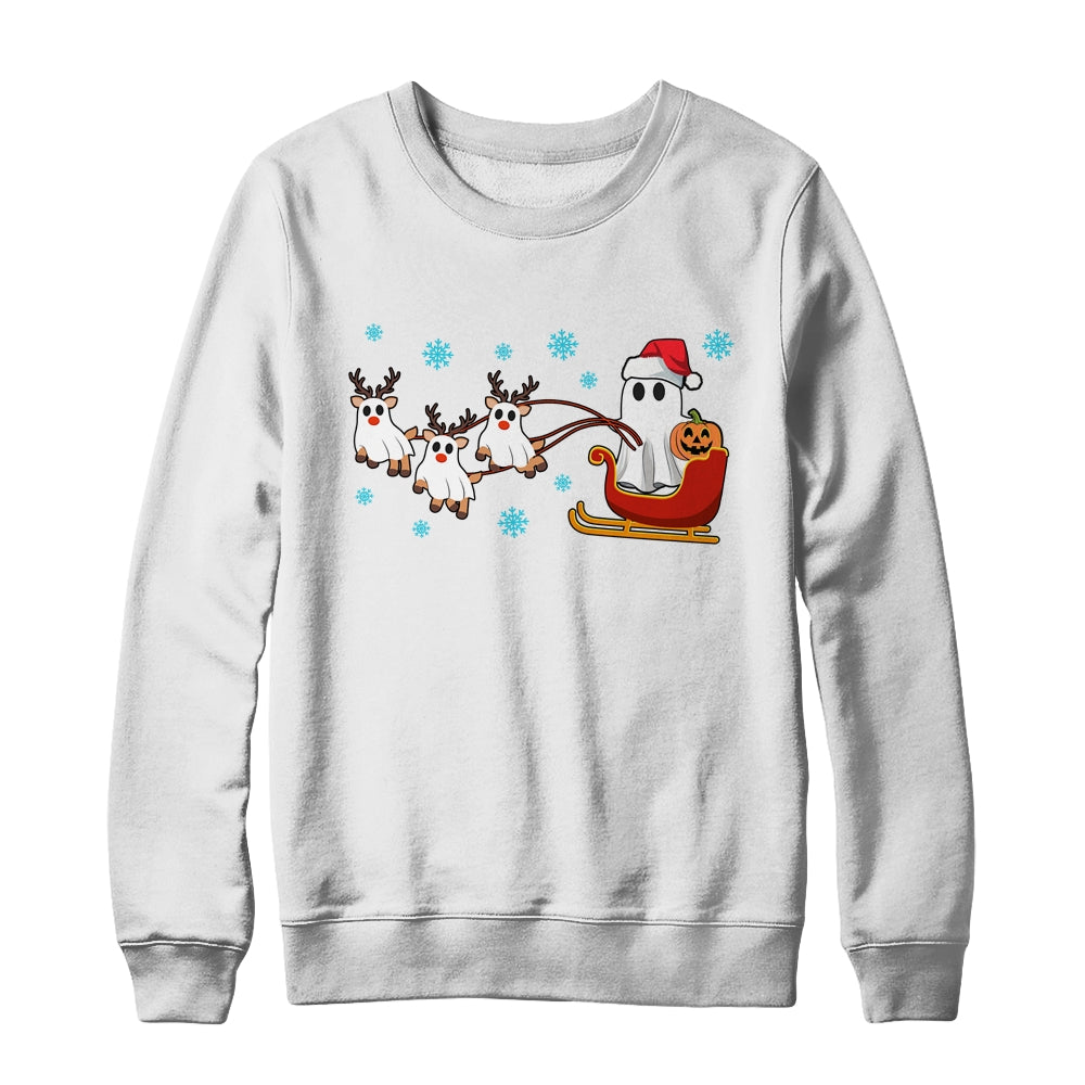 Halloween Christmas Santa's Reindeer Ghost Happy Ghost Funny Shirt & Sweatshirt | teecentury