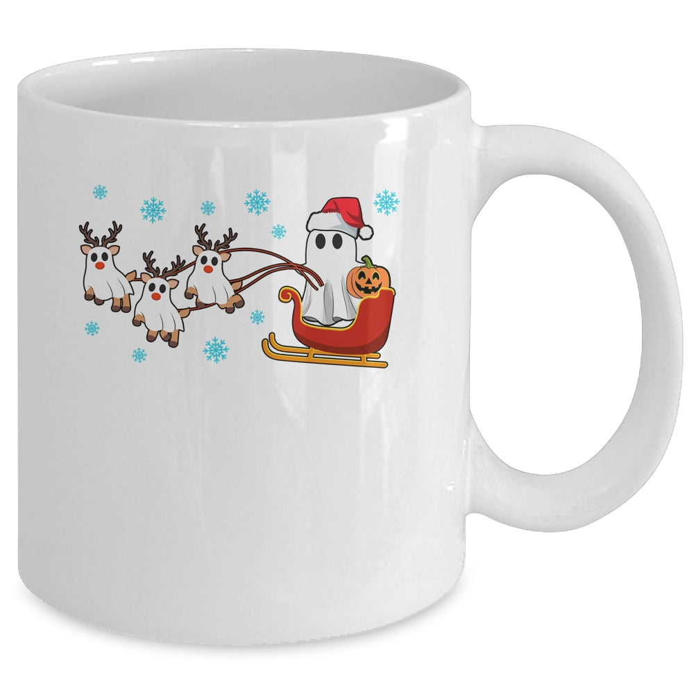 Halloween Christmas Santa's Reindeer Ghost Happy Ghost Funny Mug | teecentury