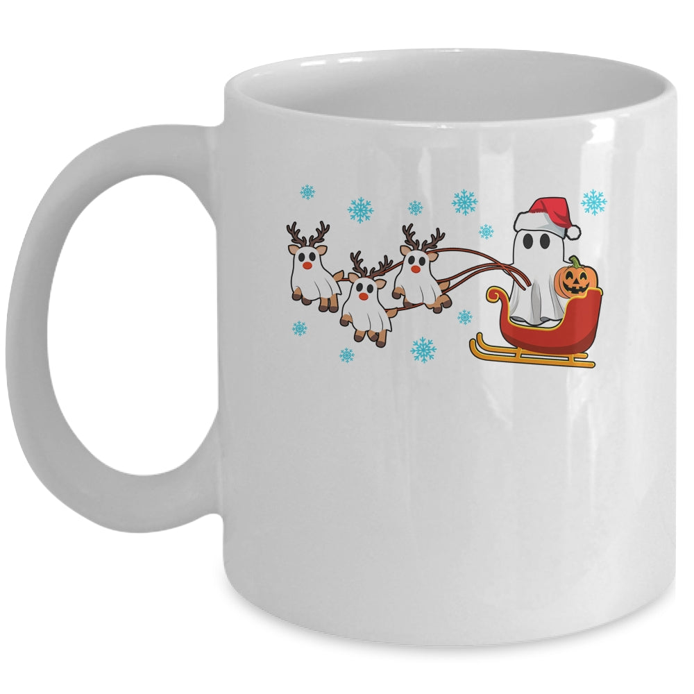 Halloween Christmas Santa's Reindeer Ghost Happy Ghost Funny Mug | teecentury