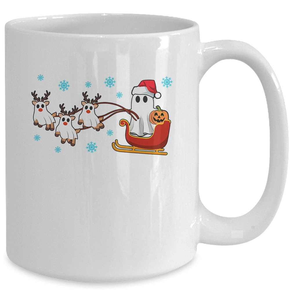 Halloween Christmas Santa's Reindeer Ghost Happy Ghost Funny Mug | teecentury