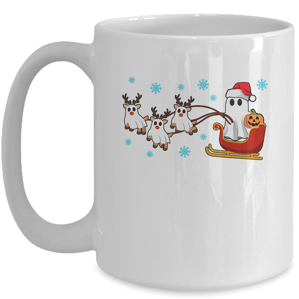 Halloween Christmas Santa's Reindeer Ghost Happy Ghost Funny Mug | teecentury