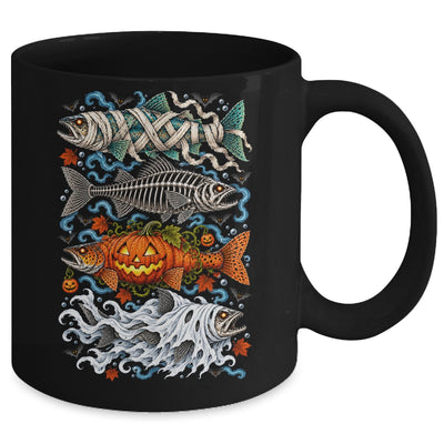Halloween Fishing Trout Fish Ghost Pumpkin Skeleton Mummy Mug | teecentury