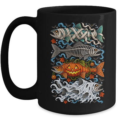 Halloween Fishing Trout Fish Ghost Pumpkin Skeleton Mummy Mug | teecentury