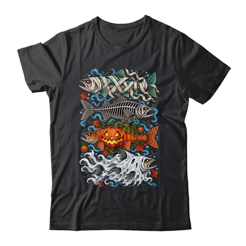 Halloween Fishing Trout Fish Ghost Pumpkin Skeleton Mummy Shirt & Hoodie | teecentury