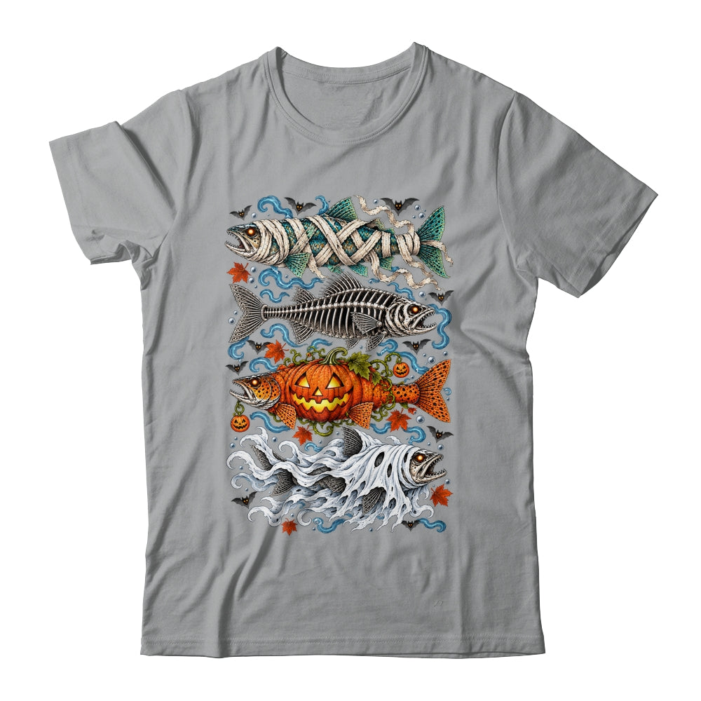 Halloween Fishing Trout Fish Ghost Pumpkin Skeleton Mummy Shirt & Hoodie | teecentury