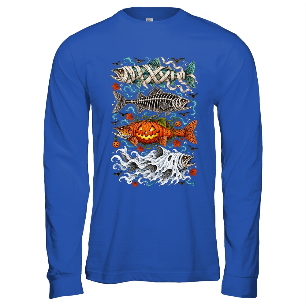 Halloween Fishing Trout Fish Ghost Pumpkin Skeleton Mummy Shirt & Hoodie | teecentury