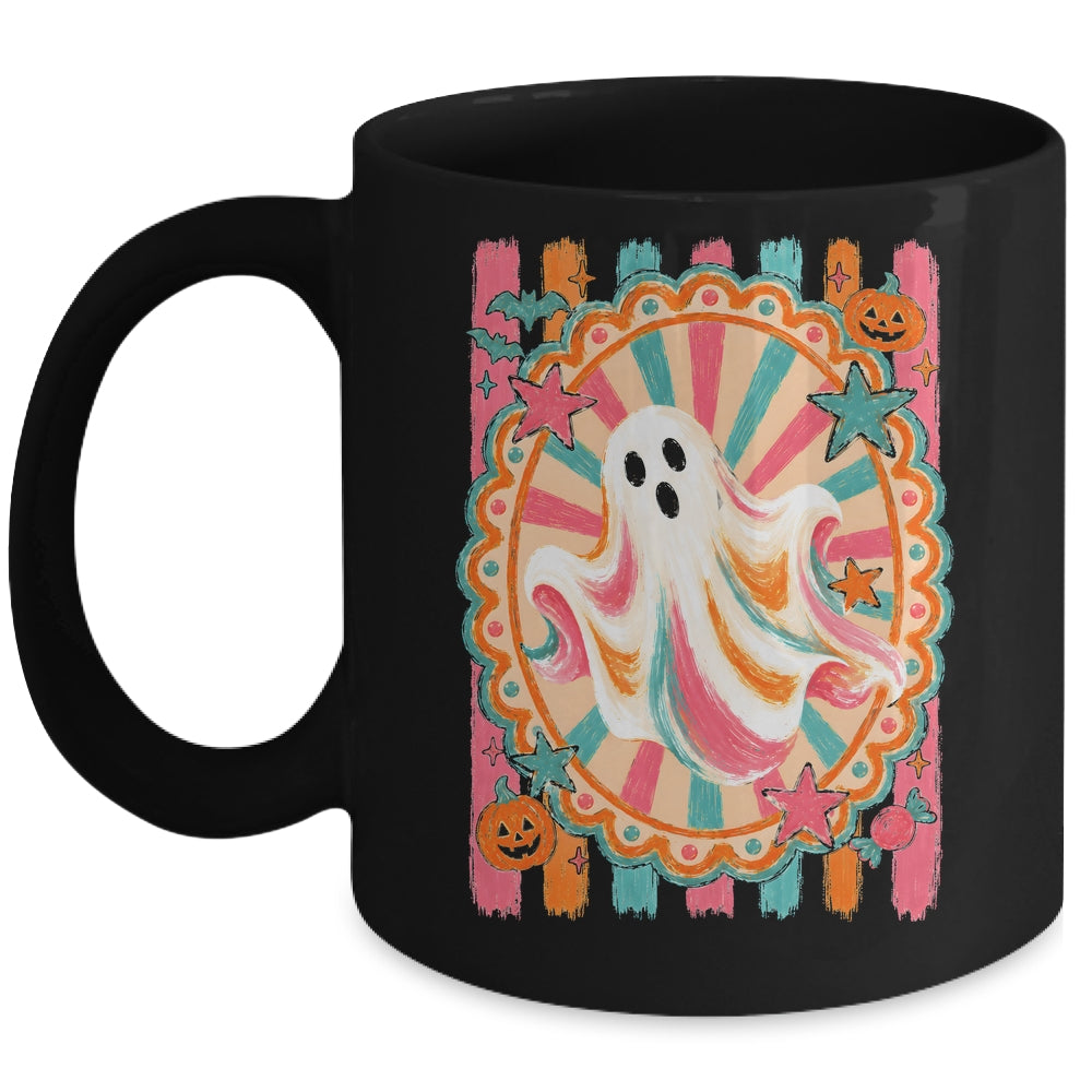 Halloween Ghost Rustic Vintage Stripes Fall Autumn Graphic Mug | teecentury