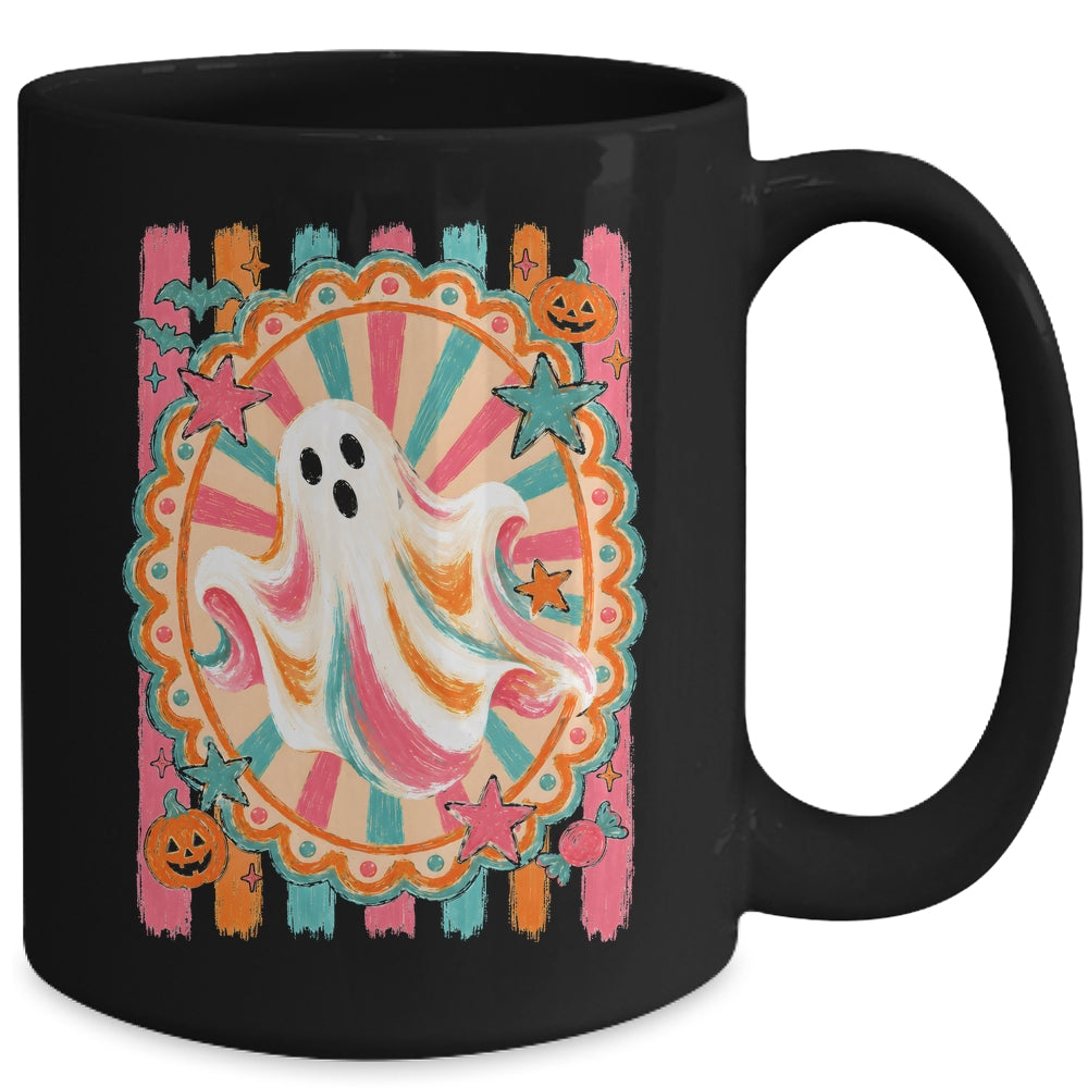 Halloween Ghost Rustic Vintage Stripes Fall Autumn Graphic Mug | teecentury