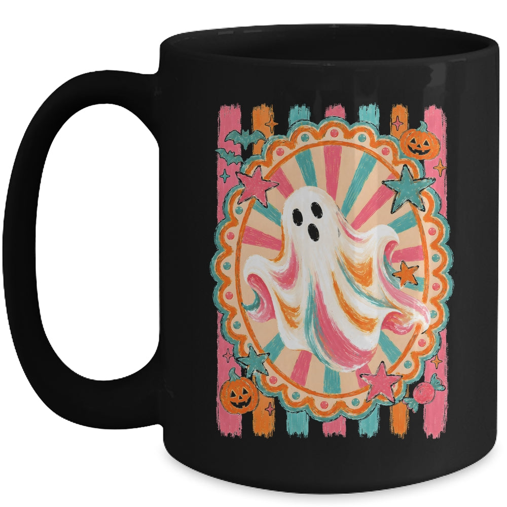 Halloween Ghost Rustic Vintage Stripes Fall Autumn Graphic Mug | teecentury