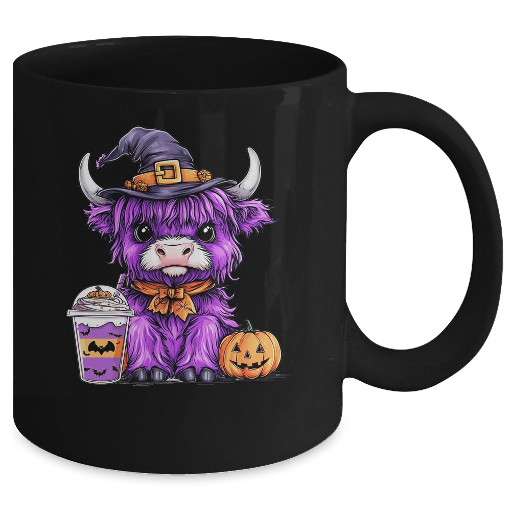 Halloween Highland Cow Cute Cow Witch Spooky Season Design Mug | teecentury