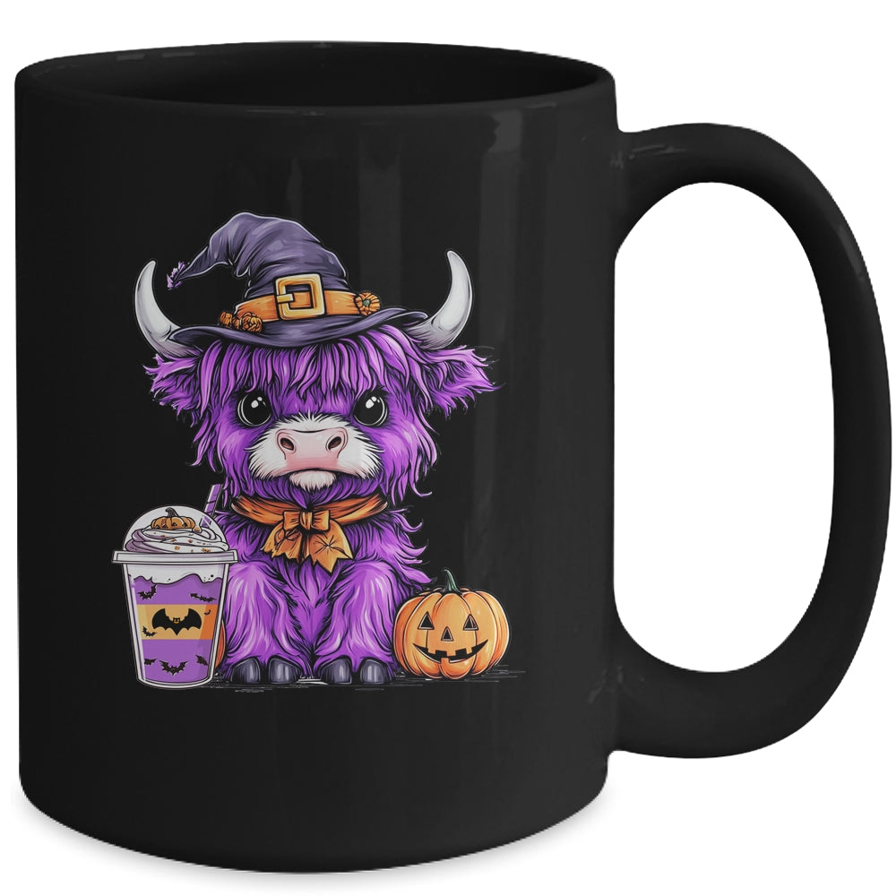 Halloween Highland Cow Cute Cow Witch Spooky Season Design Mug | teecentury