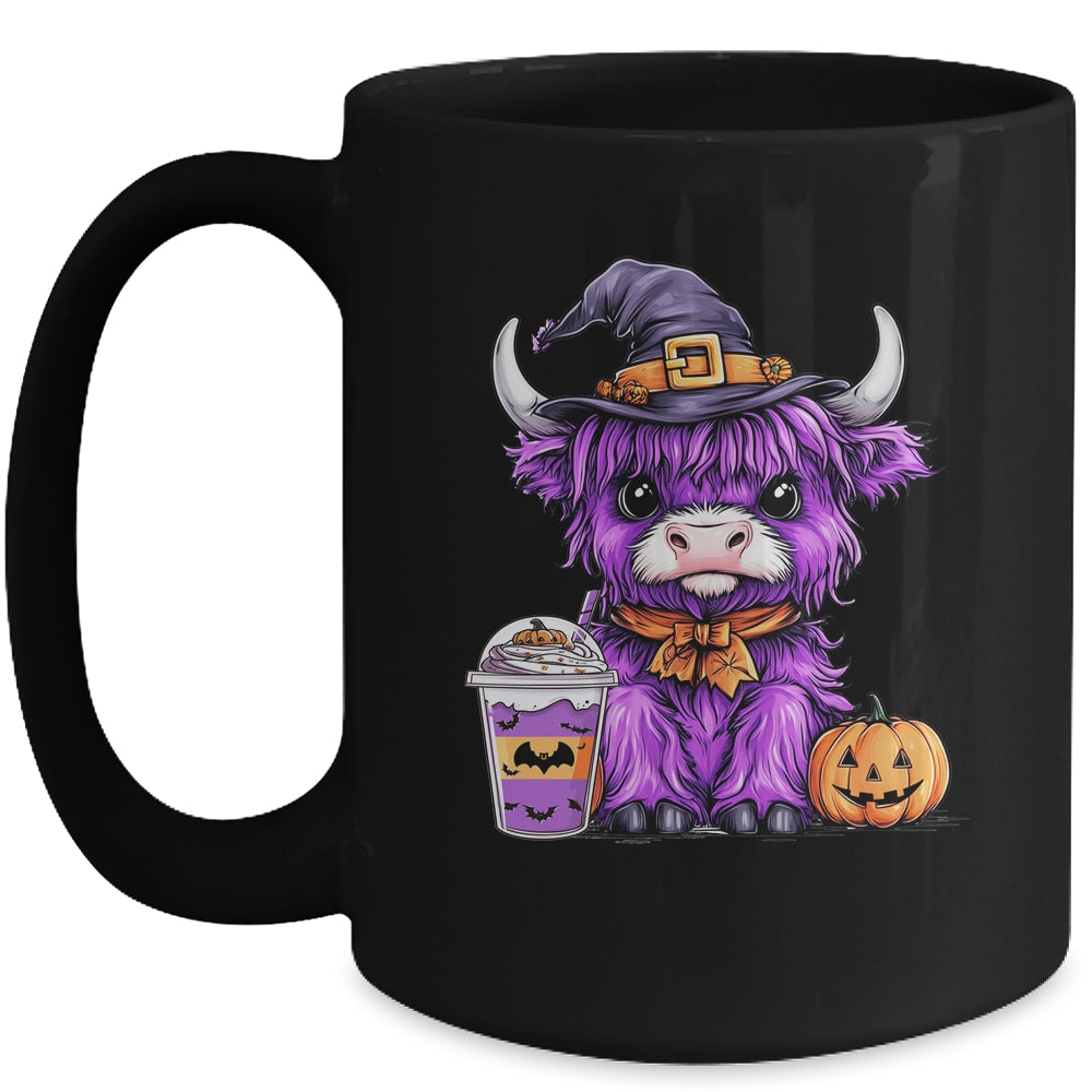 Halloween Highland Cow Cute Cow Witch Spooky Season Design Mug | teecentury